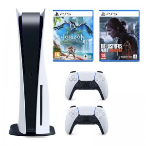 Consola Sony PlayStation 5 Slim 1TB (Edição Standard) + Jogo Horizon Forbidden West + Jogo The Last of Us Parte II + Comando Sony DualSense Playstation 5 (PS5) Wireless Branco