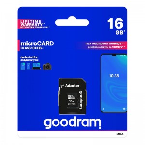 Cartão Memória Goodram C10 UHS-I microSDHC 16GB + Adaptador SD