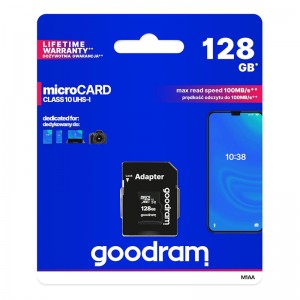 Cartão Memória Goodram C10 UHS-I microSDXC 128GB + Adaptador SD