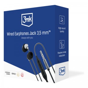 Auriculares 3MK 3.5mm Jack Black