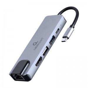 Adaptador Gembird USB-C 5-in-1 (Hub + HDMI + PD + LAN)